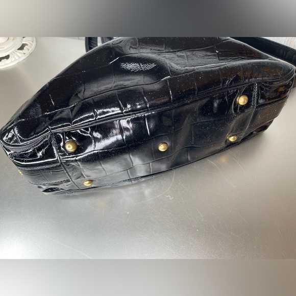 Yves Saint Laurent Croco-Embossed Muse Tote Leather Shoulder Bag Patent YSL - Picture 9 of 10